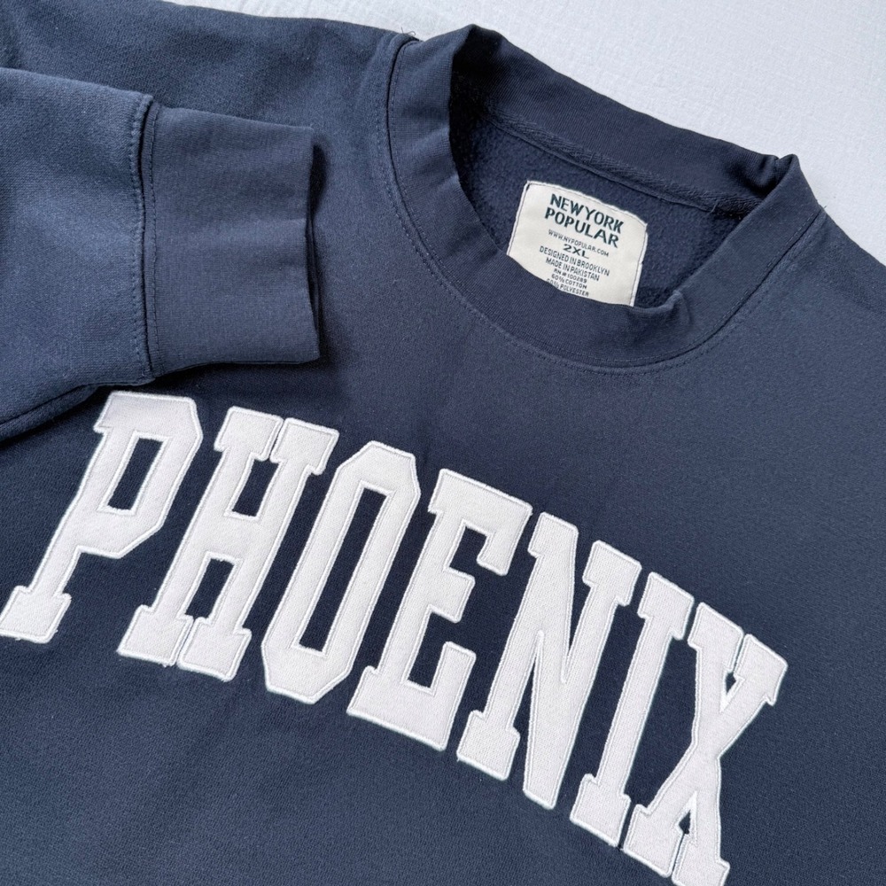 New York Popular Phoenix Varsity Crewneck Sweatshirt Navy Blue 2XL Collegiate